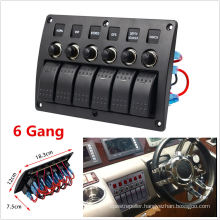 12V 24V 6 Gang Car Truck Boat Rocker Switch Panel